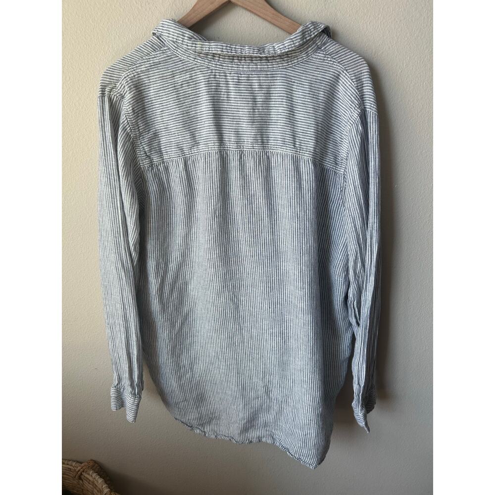 Tahari Striped 100% Linen Long Sleeve Button-Up Shirt Size XL - Picture 2 of 6
